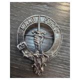 Crest Brooch with Engraved Motto