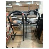 Black Metal Bar Stools with Cushioned Seats