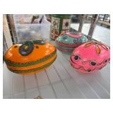 Three Hand-Painted Decorative Egg Boxes