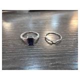 14k White Gold and Sapphire Rings, 2.4g