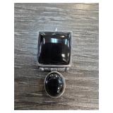Sterling Silver Pendant with Black Stones