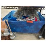 Christmas Decorations in Blue Bin