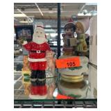 Ceramic Santa Figurine with Music Box Pair