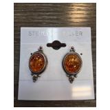Sterling Silver and Amber Earrings