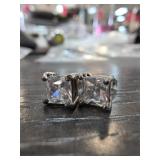 Sterling Silver Square-Cut Stud Earrings