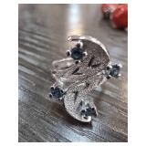 Sterling Silver Ring with Blue Stones