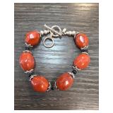 Sterling Silver and Red Bead Bracelet