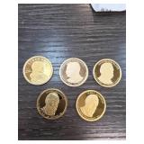 5 Proof Dollar Coins