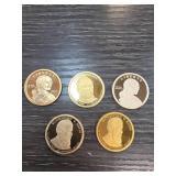 5 Proof Dollar Coins
