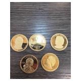5 Proof Dollar Coins