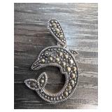 Sterling Silver Dolphin Pendant with Marcasite