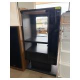 Black Multi-Shelf Equipment Rack with Glass Door