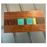 Wood and Brass Money Clip with Inlaid Design
