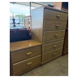 Oak-Finish 5-Drawer Chest and 2-Drawer Nightstand