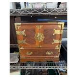 Wooden Jewelry Chest with Brass Accents