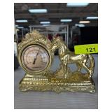 Gold-Tone Horse Figurine Barometer Stand
