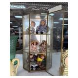 Glass Display Cabinet With Miniature Dolls