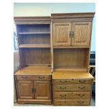 Matching Oak Computer Desk And Hutch Set