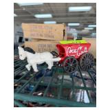 Cast Iron Coca-Cola Horse and Wagon Figurine