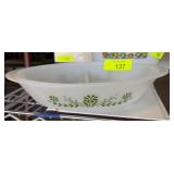 Glasbake Divided Milk Glass Dish