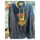 Blue Hoodie with Humorous Squirrel Graphic