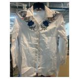 Mishca White Blouse with Floral Embroidery