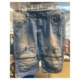 Distressed Blue Denim Shorts, Size 36