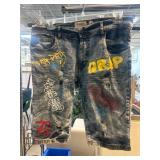 FWRD Denim Shorts With Graffiti-Style Design