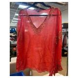 Red Sheer Beaded Women