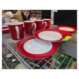 Red and White Dinnerware Set by Home
