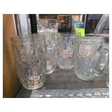 Four Clear Glass Beer Mugs