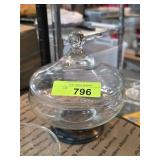 Glass Candy Dish with Lid and Metal Base