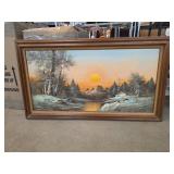 Framed Landscape Oil Painting Signed by Lorenz