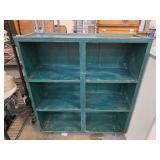Green Wooden Shelf Unit with Six Compartments