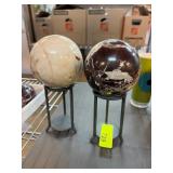 Two Decorative Stone Spheres on Stands