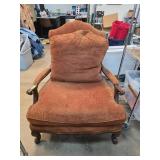 Mid-Century Upholstered Armchair with Wooden Frame