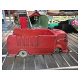 Rubber Wyandotte Fire Truck Toy in Red Paint