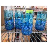 Turquoise Glasses with Floral Pattern