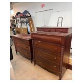 Matched Pair of Wooden Dressers with Turned Legs