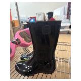 UGG Black Rubber Rain Boots with Tread