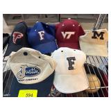 Six Branded Baseball Caps