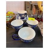 Bombay Blue and White Tea Cups and Saucers Set