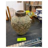 Decorative Mexican Clay Vessel with Intricate Desi