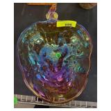 Iridescent Glass Apple-Shaped Dish