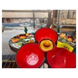 Clay Art Ceramic Salsa Bowl Set with Plates