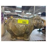 Green Ceramic Elephant Planter