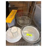 Glass Bowls, Pitcher, and Plate