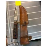 Vintage Western USA Fixed-Blade Knife with Sheath