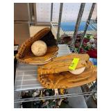 Two Baseball Gloves with Softballs Included