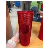 Starbucks Red Studded Tumbler With OU Emblem